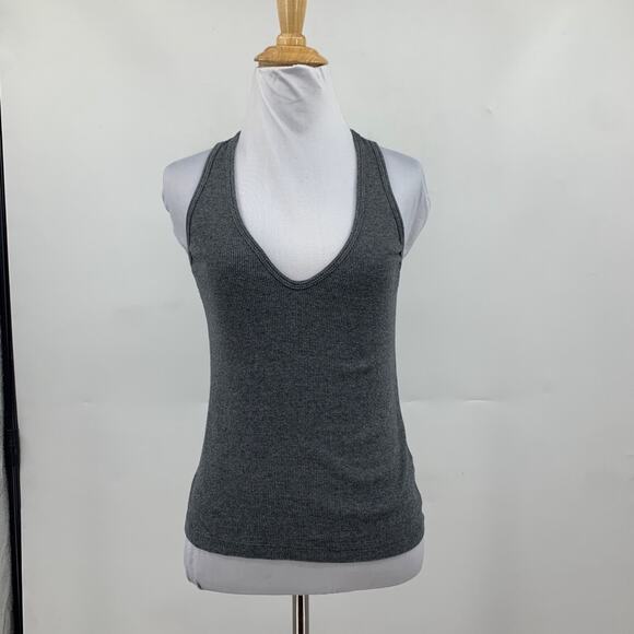 Beyond Yoga Tank Top Womens S Small Dark Gray Take The Plunge Ribbed Jersey - Picture 2 of 10